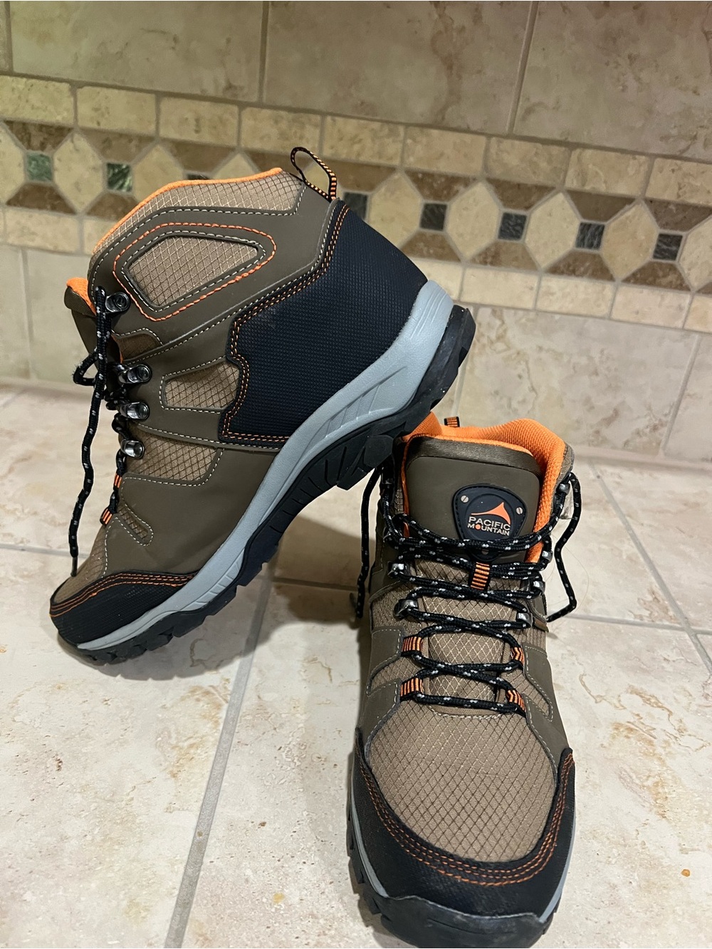 Men's Brown & Orange Hiking Boots